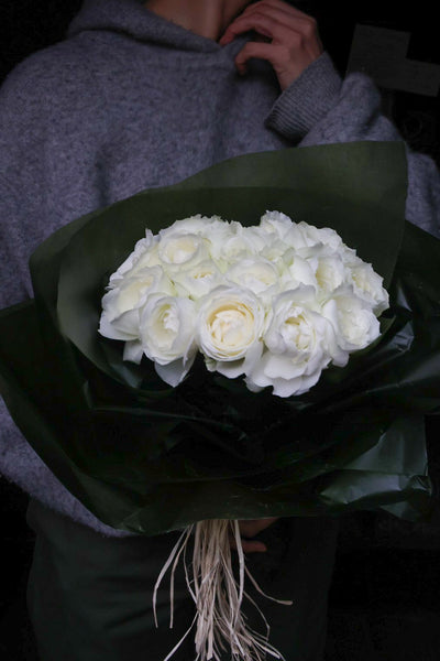 white rose bouquet